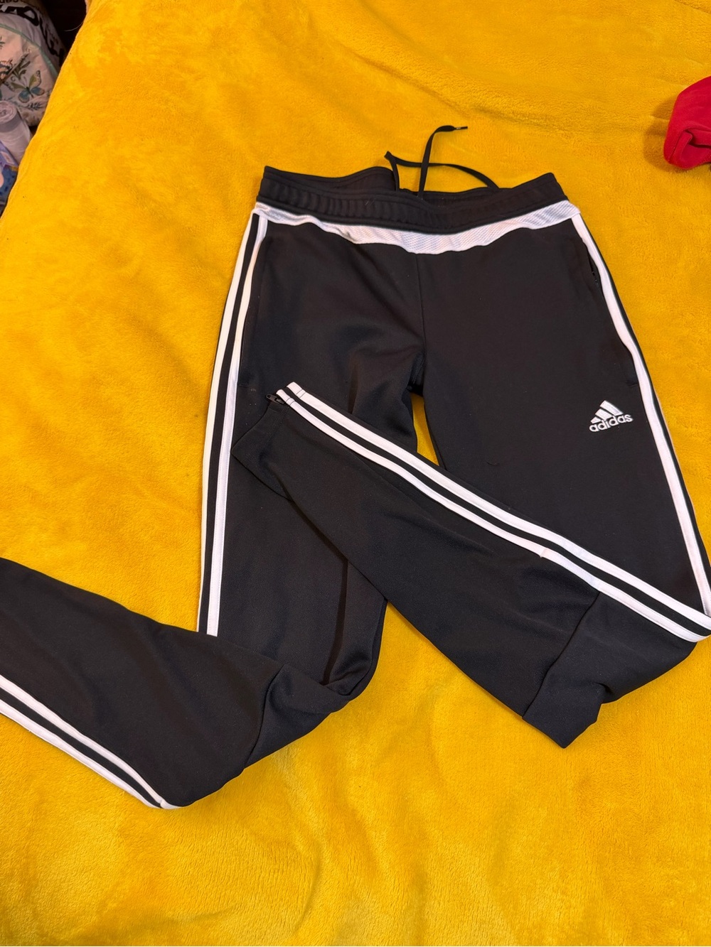 adidas Black Track Pants with White Stripes